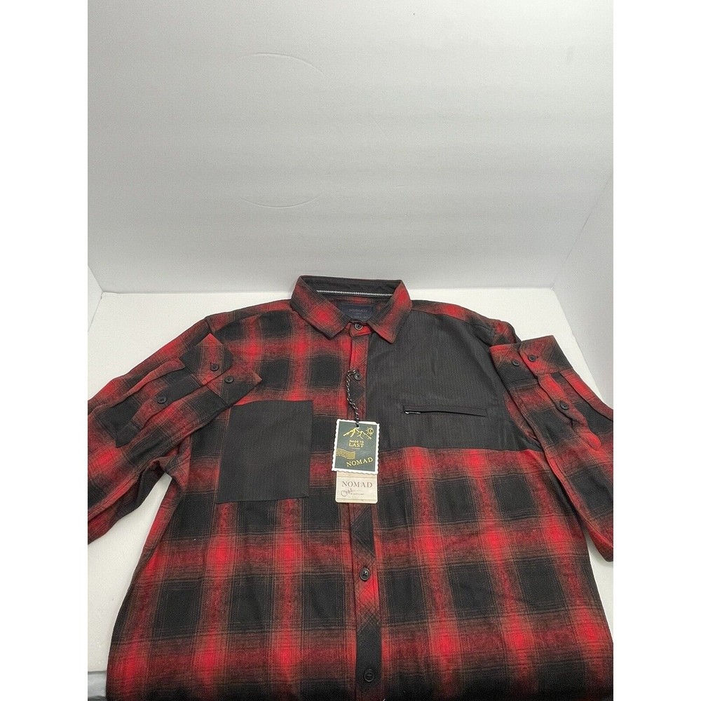 Nomad Soft Flannel Plaid Button Up Shirt Men's Medium Black And Red NWT